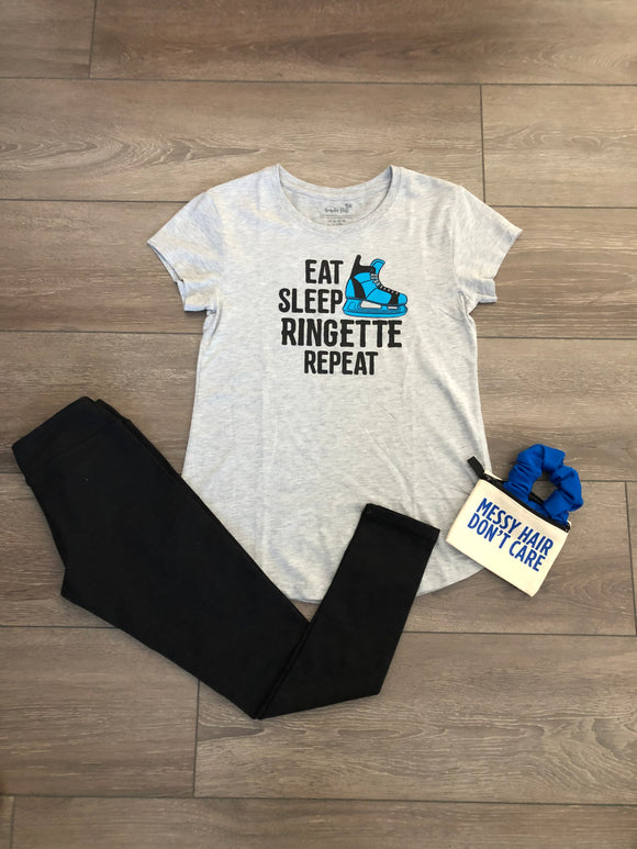 Eat, Sleep, Repeat Ringette- Triple Flip T-shirt